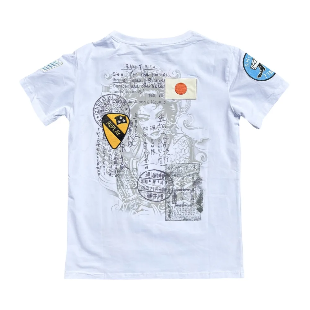 RE50 Japanese Print White Crew-Neck T-Shirt