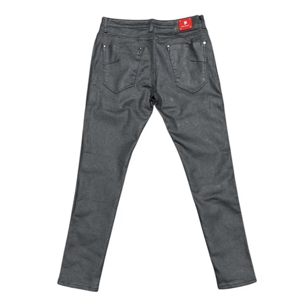 Raniera Zipper Black Wax Denim Jeans by Roberto Raniera