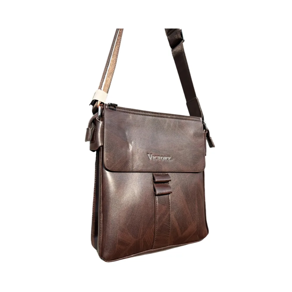 Vanguard Men's Brown Sling Messenger Bag - Victory