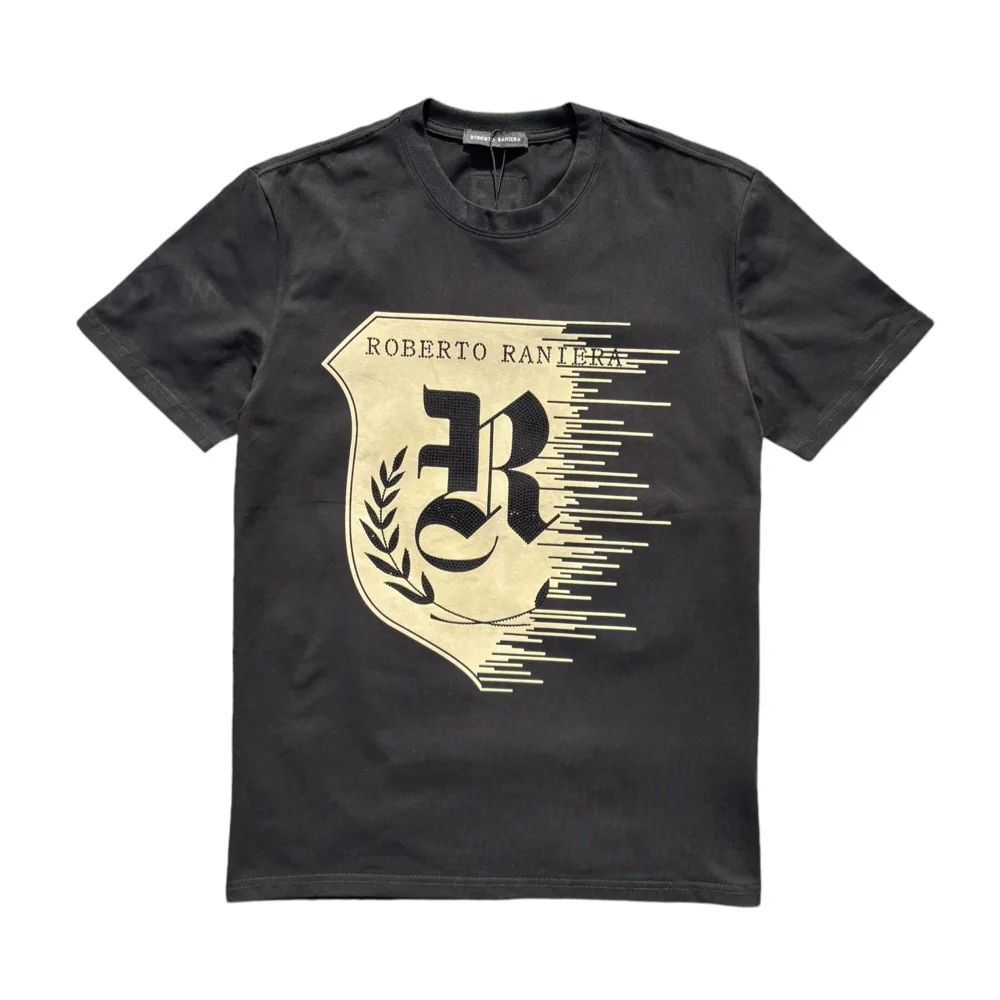 Heraldic Fade Black Crew Neck T-Shirt - Roberto Raniera
