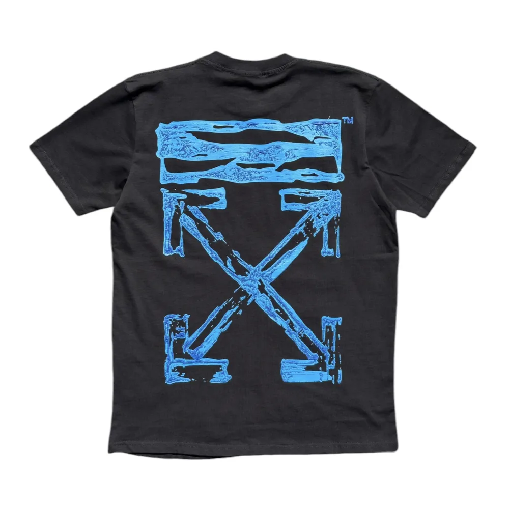Blue Distressed Arrows Black T-Shirt - Off-White