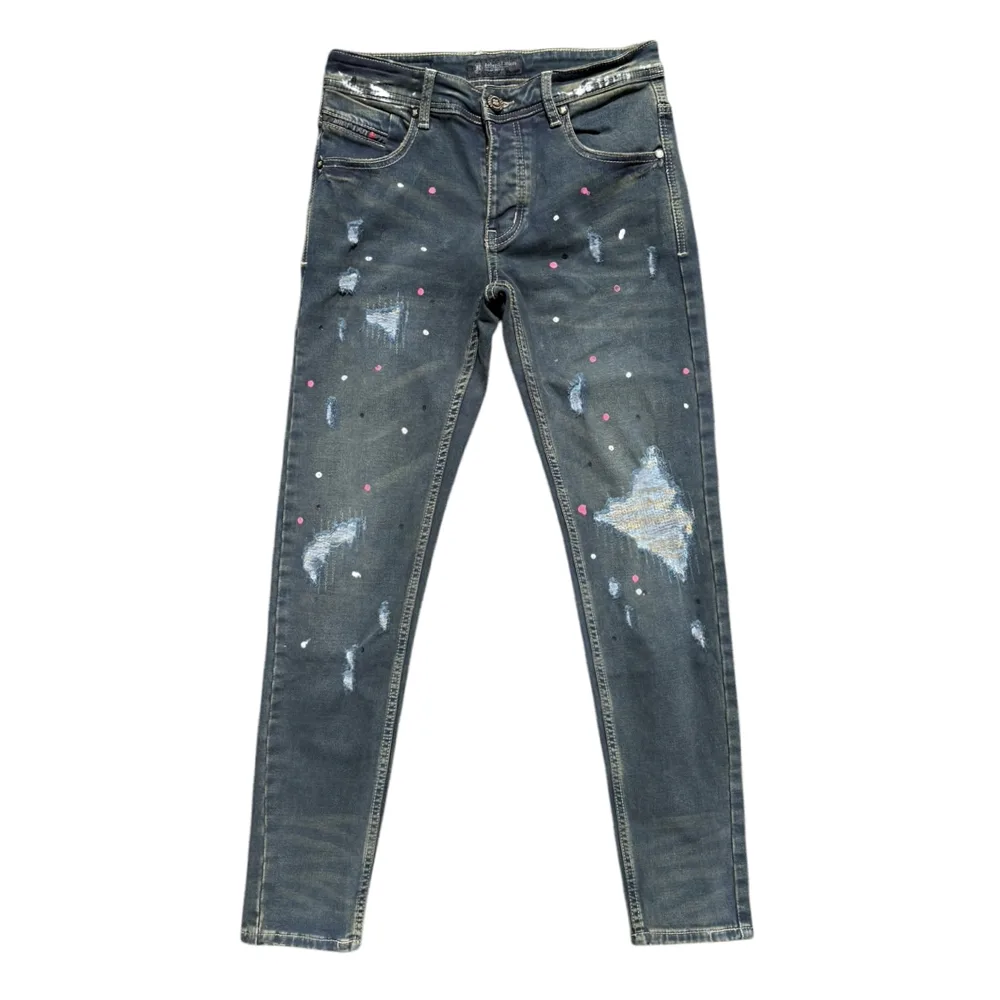 Graffiti Distressed Slim-Fit Denim Jeans - Roberto Raniera