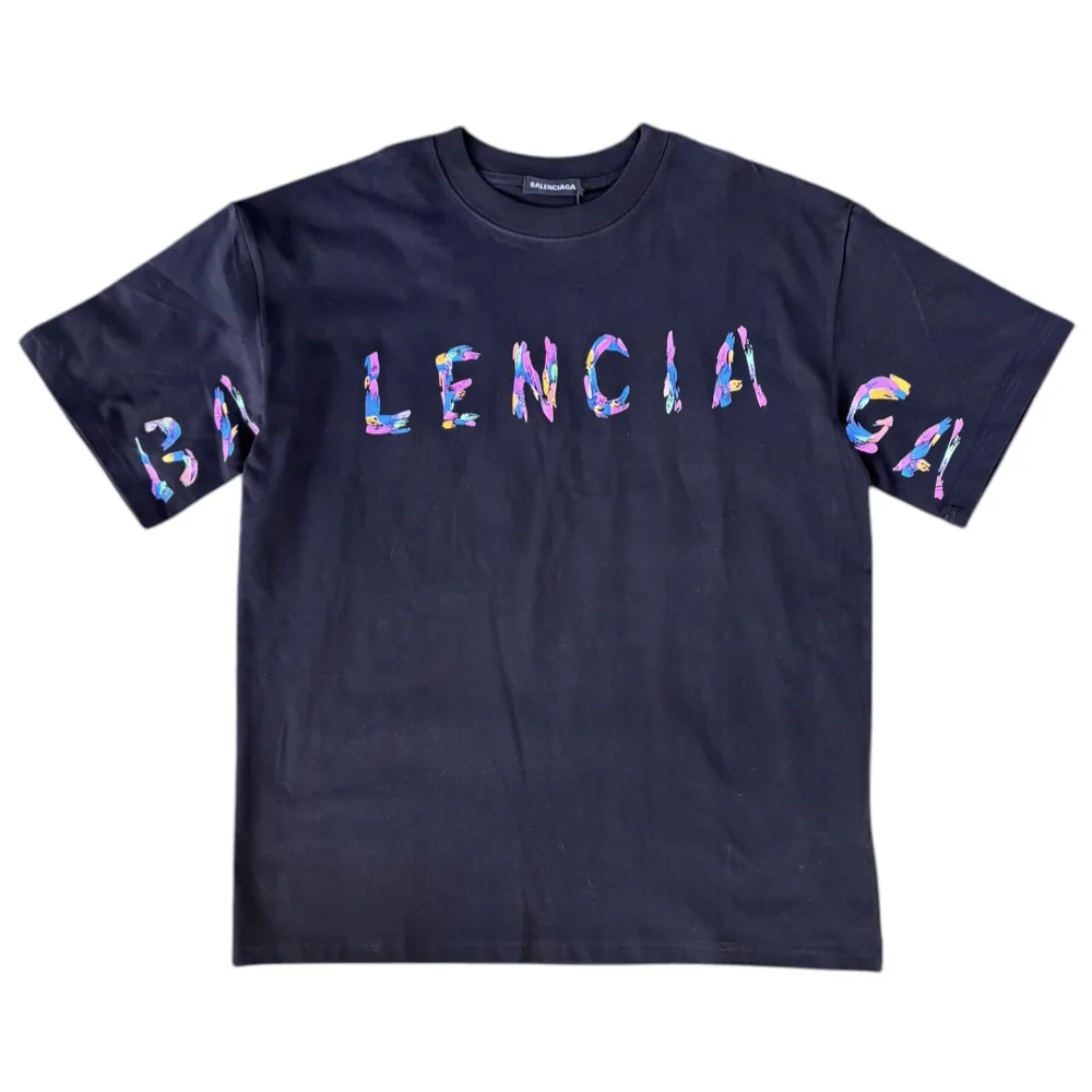 Balenciaga Partten Play Black Cotton Crewneck T-Shirt