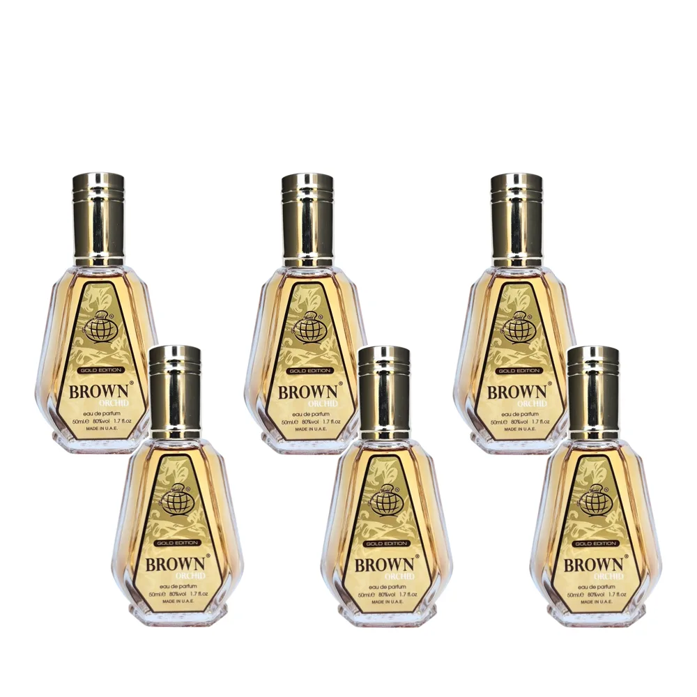 6-Pack Fragrance World Brown Orchid Gold Edition Eau De Parfum 50ml