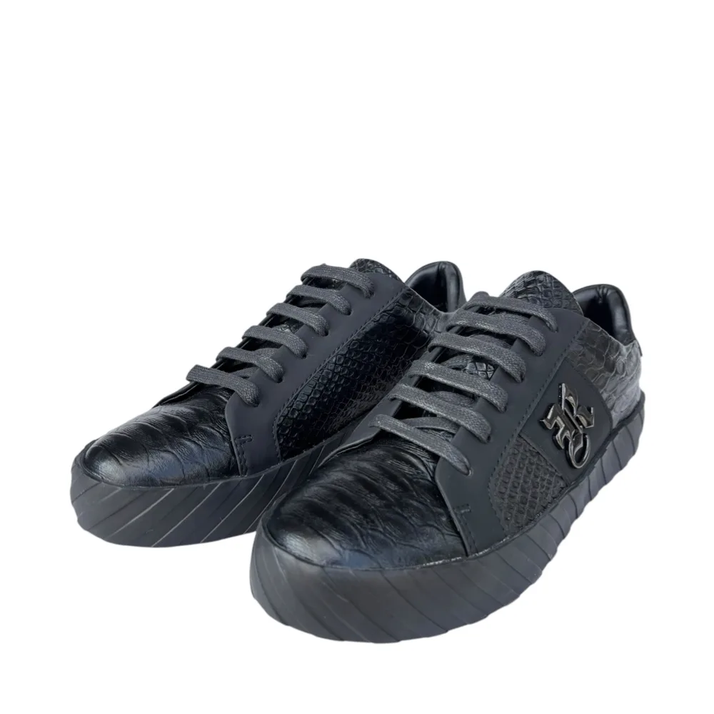 Raniera Python Black Low-Top Sneakers by Roberto Raniera