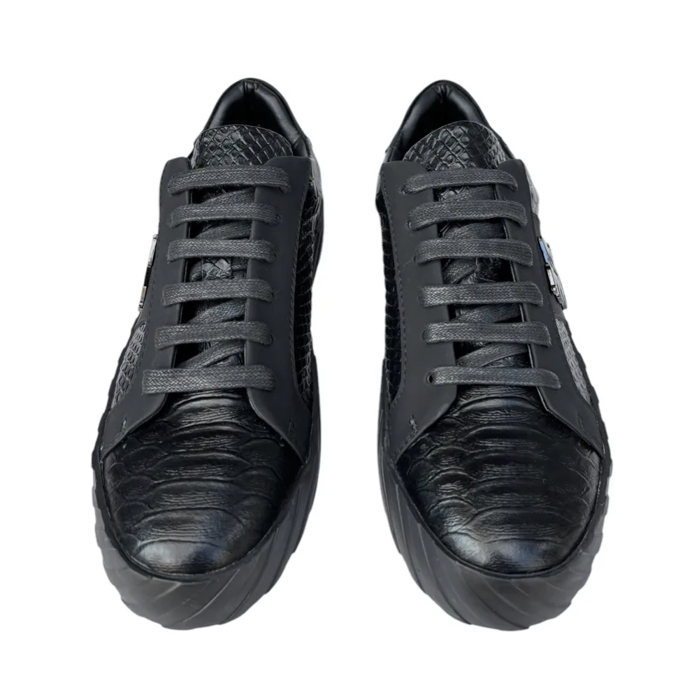 Raniera Python Black Low-Top Sneakers by Roberto Raniera