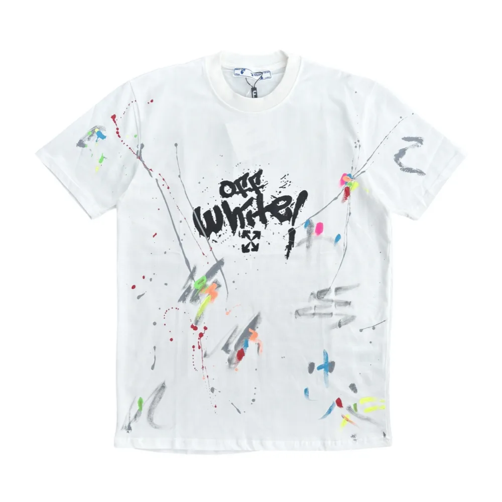 Off-White Graphic Splatter White Crewneck T-Shirt