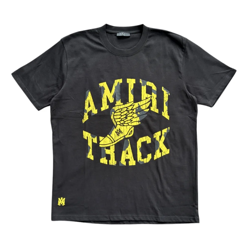 Amiri Winged Track Black Cotton Crewneck T-Shirt