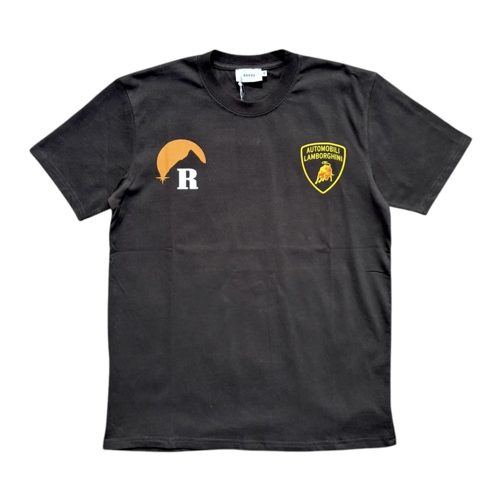 Rhude x Lamborghini Sunset Peaks Black Crew Neck T-Shirt