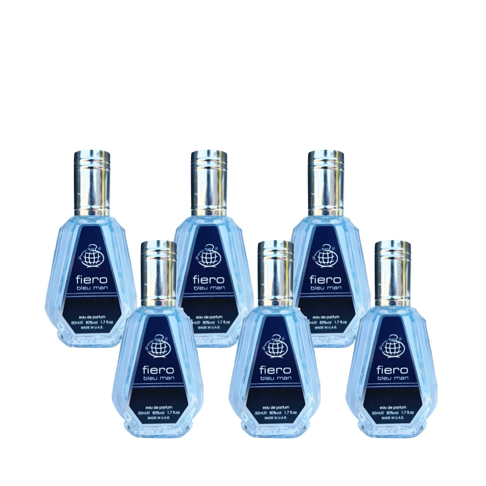 6-Pack Fragrance World Fiero Bleu Man Eau De Parfum 50ml - Sauvage by Dior - Arabic Dubai Perfumes