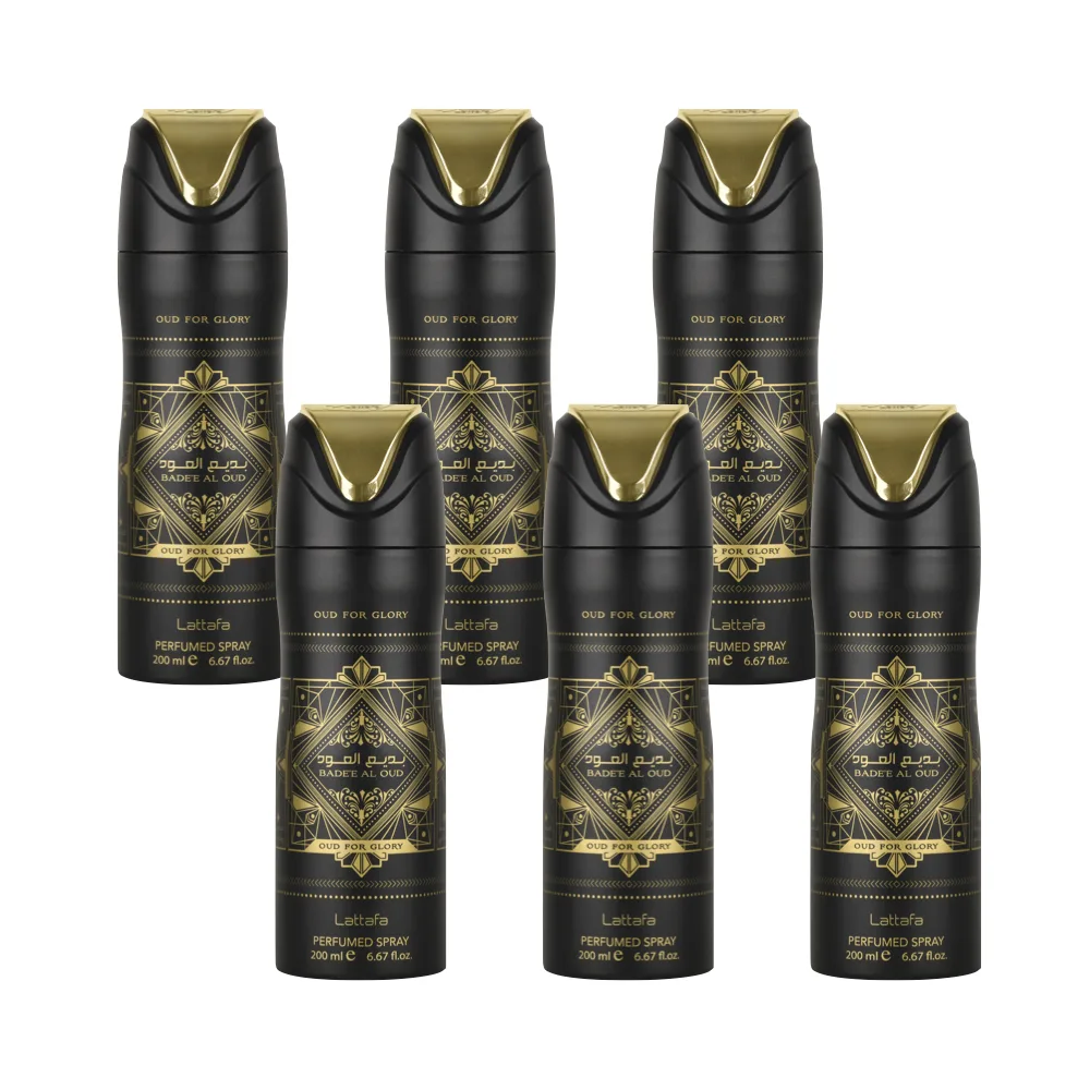 6-Pack Lattafa Bade'e Al Oud Perfumed Body Spray 200ml - Arabic Dubai Perfumes