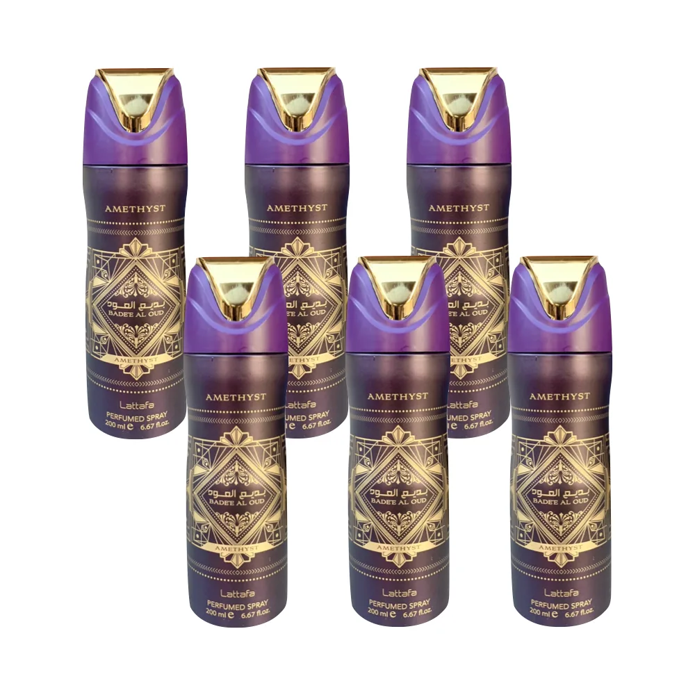 6-Pack Lattafa Bade’e Al Oud Amethyst Perfumed Body Spray 200ml
