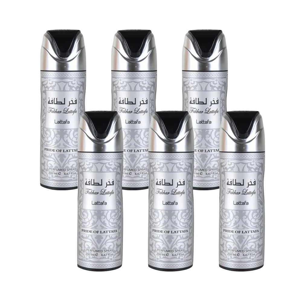 6-Pack Fakhar Lattafa Homme Perfumed Body Spray 200ml - Arabic Dubai Perfumes