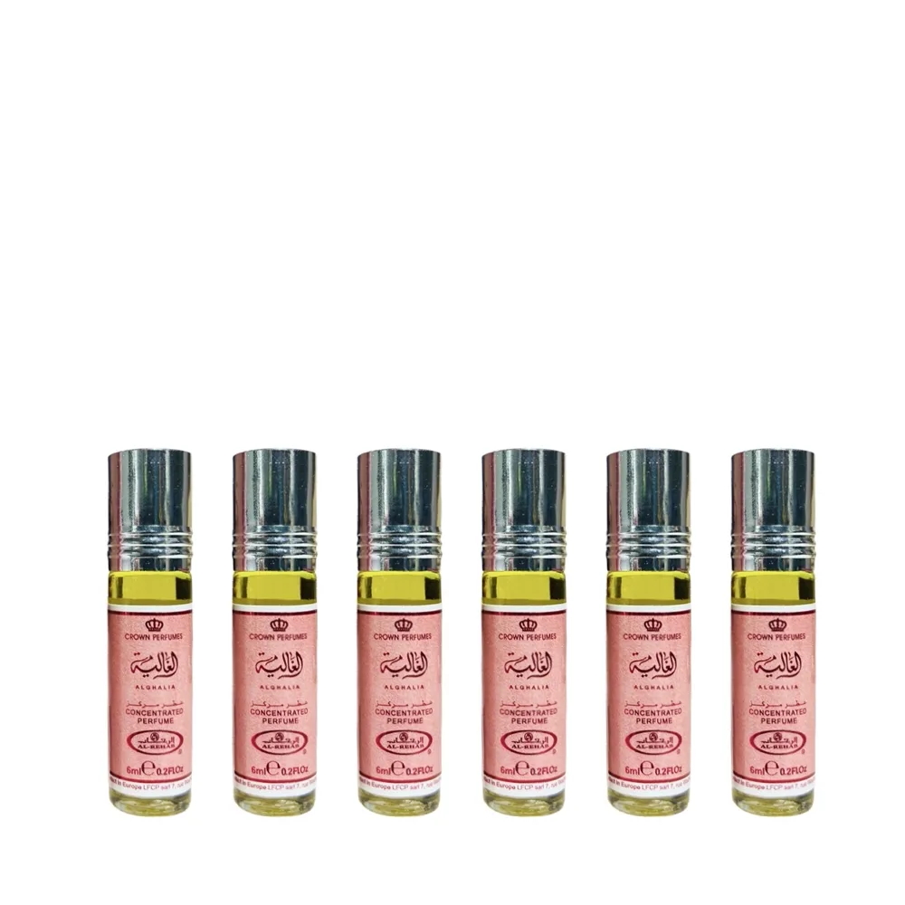 6-Pack Alghalia Oil Parfum 6ml by Al-Rehab Crown Perfumes