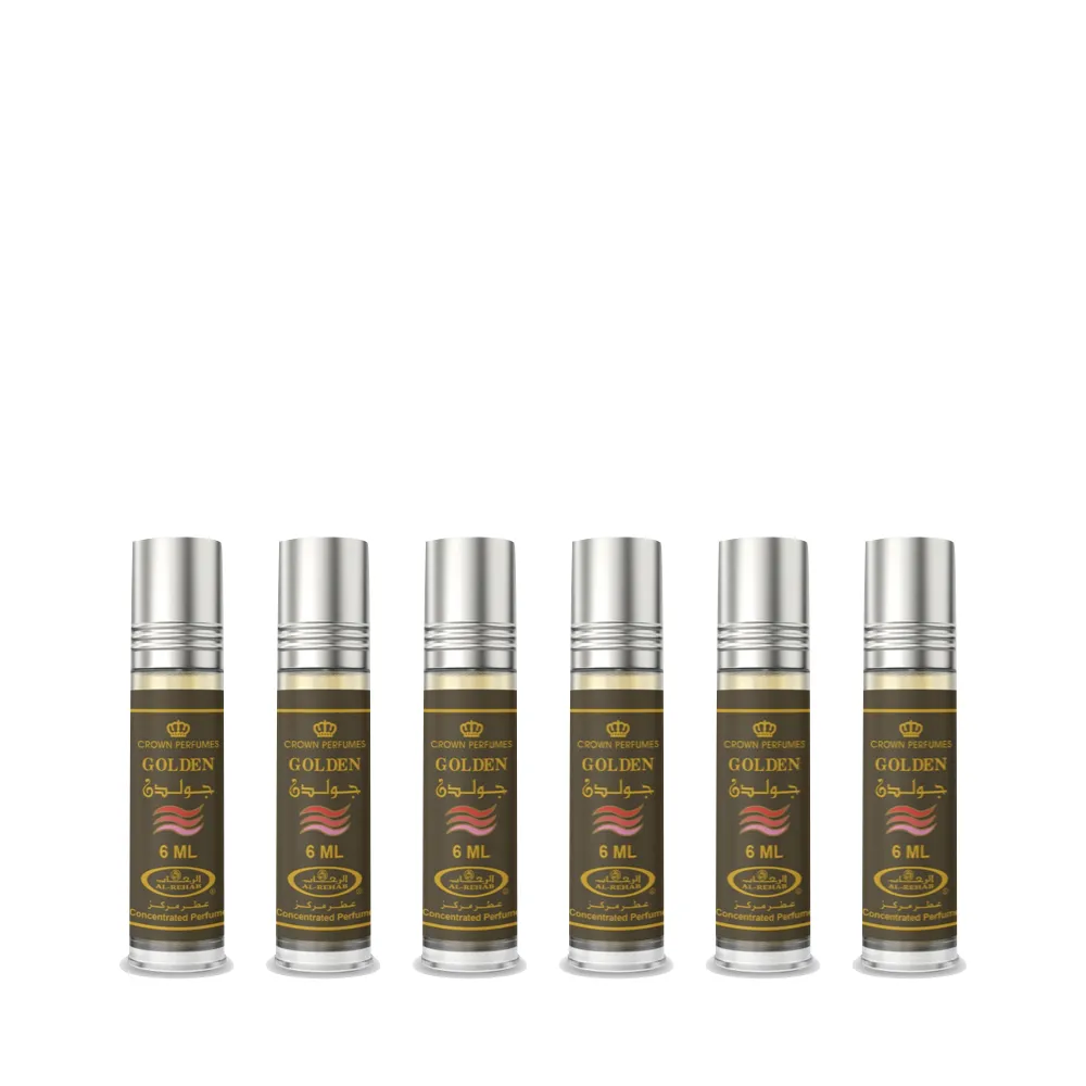 6-Pack Al-Rehab Crown Perfumes Golden Oil Parfum 6ml - Arabic Dubai Perfumes