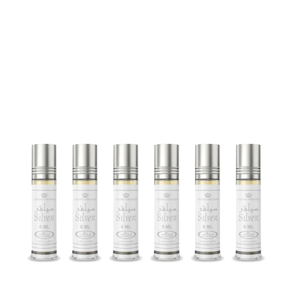 6-Pack Silver Al-Rehab Oil Parfum 6ml - Arabic Dubai Perfumes
