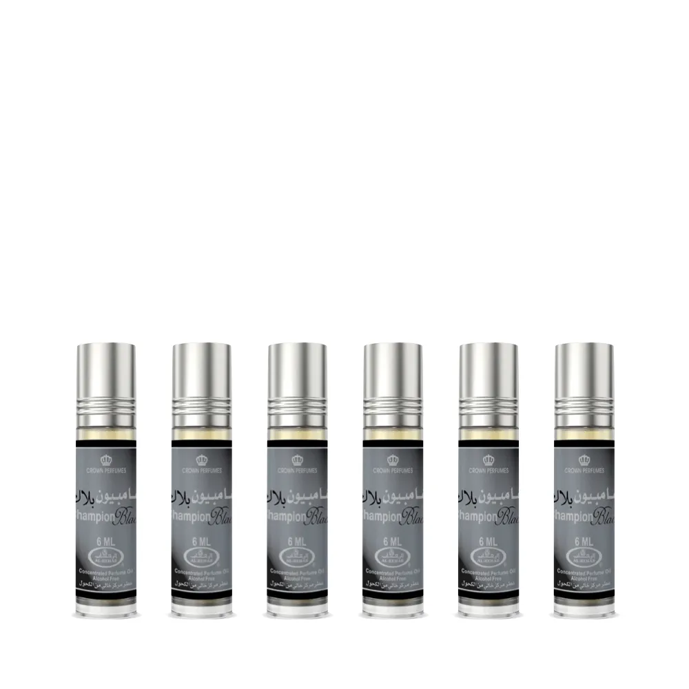 6-Pack Champion Black Al-Rehab Oil Parfum 6ml - Arabic Dubai Perfumes