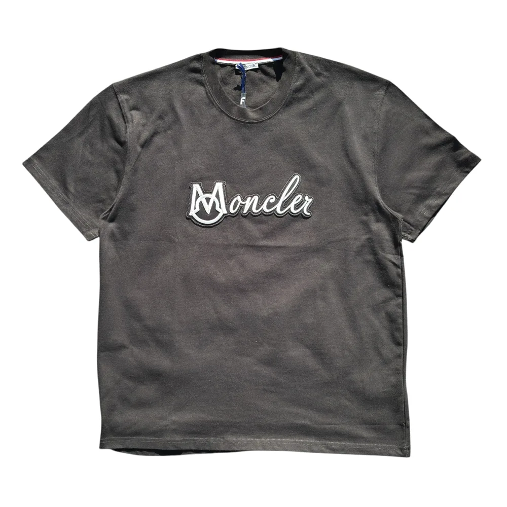 Script Logo Black short sleeve crew neck T-shirt by Moncler