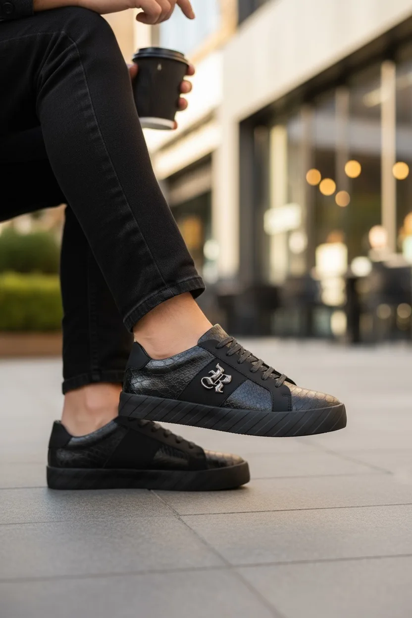 Raniera Python Black Low-Top Sneakers by Roberto Raniera
