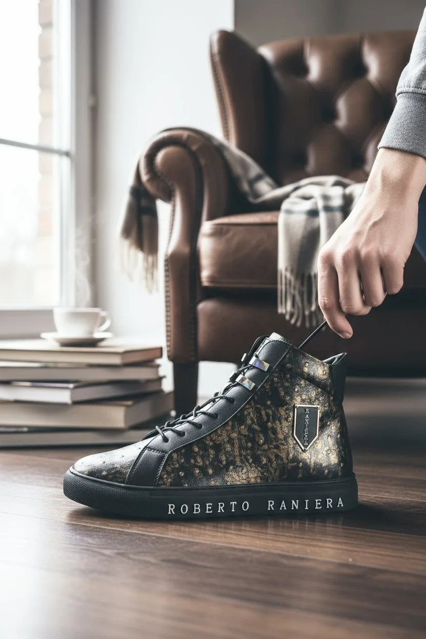 Gold Quillion Black High-Top Sneakers by Roberto Raniera