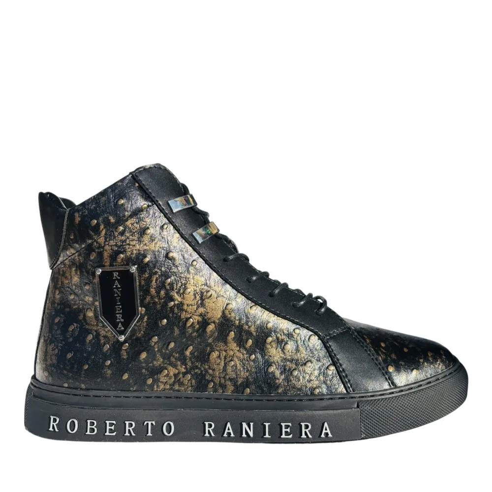 Gold Quillion Black High-Top Sneakers by Roberto Raniera