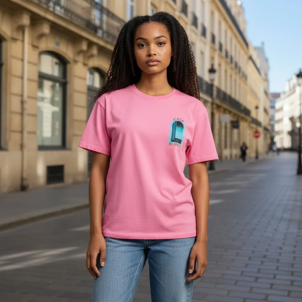Archway Portal Pink Crewneck T-Shirt - Casablanca - Image 3