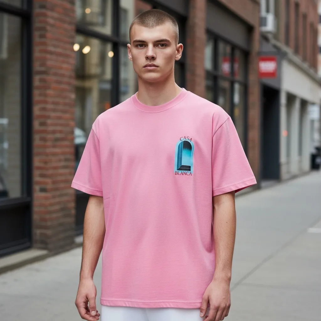 Archway Portal Pink Crewneck T-Shirt - Casablanca