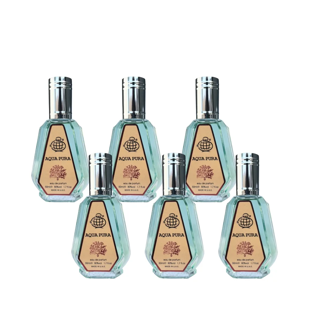 6-Pack Aqua Pura Eau De Parfum 50ml by Fragrance World - Arabic Dubai Perfumes
