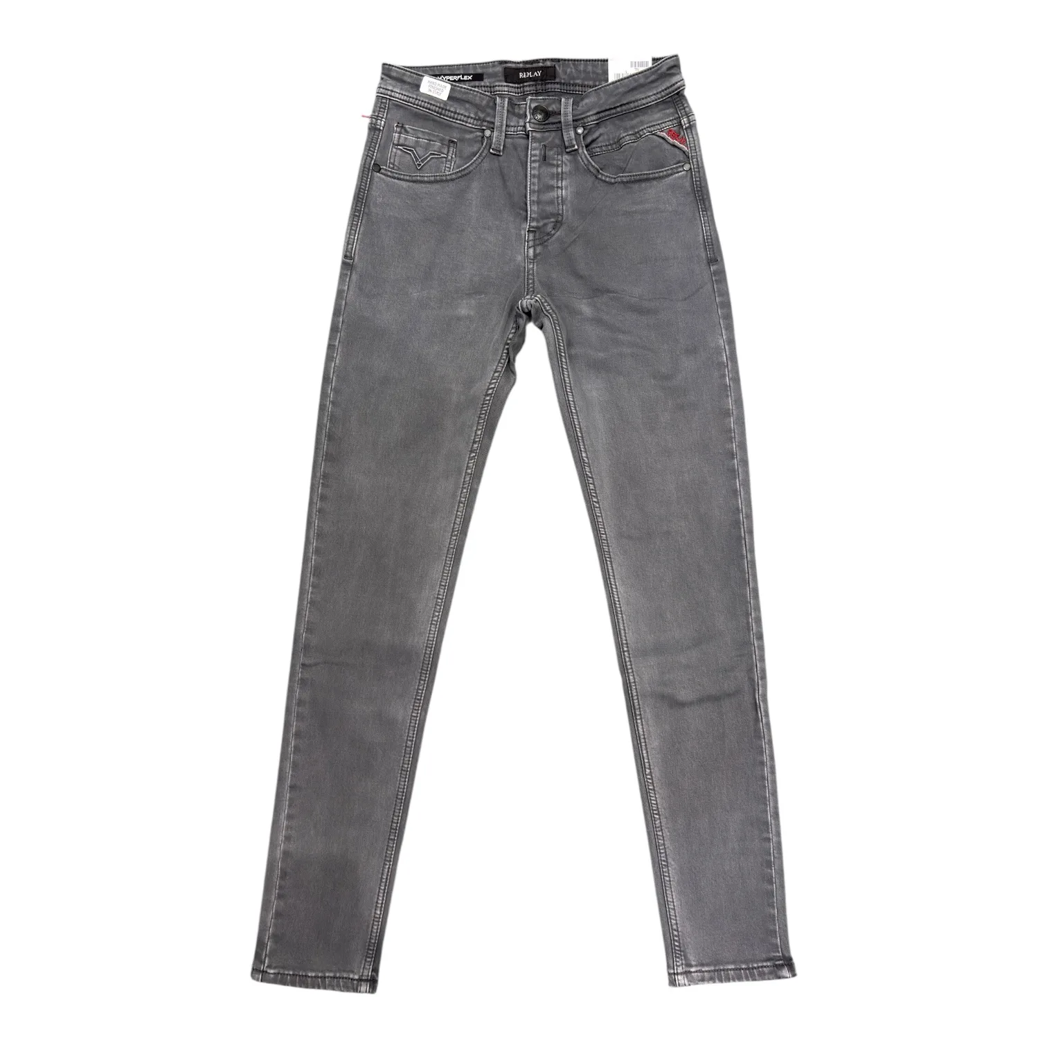 Phantom Grey Hyperflex Denim Jeans - Replay - Hyperflex White Weft Edition