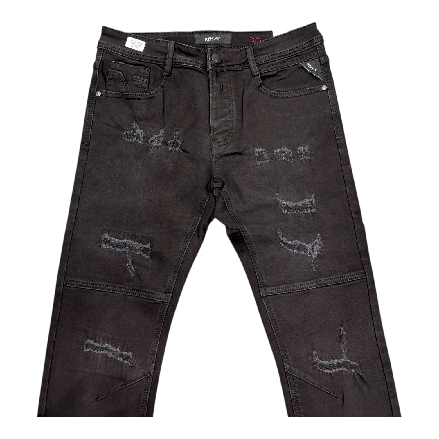 Riot Onyx Hyperflex Denim Jeans - Replay - Hyperflex White Weft Edition
