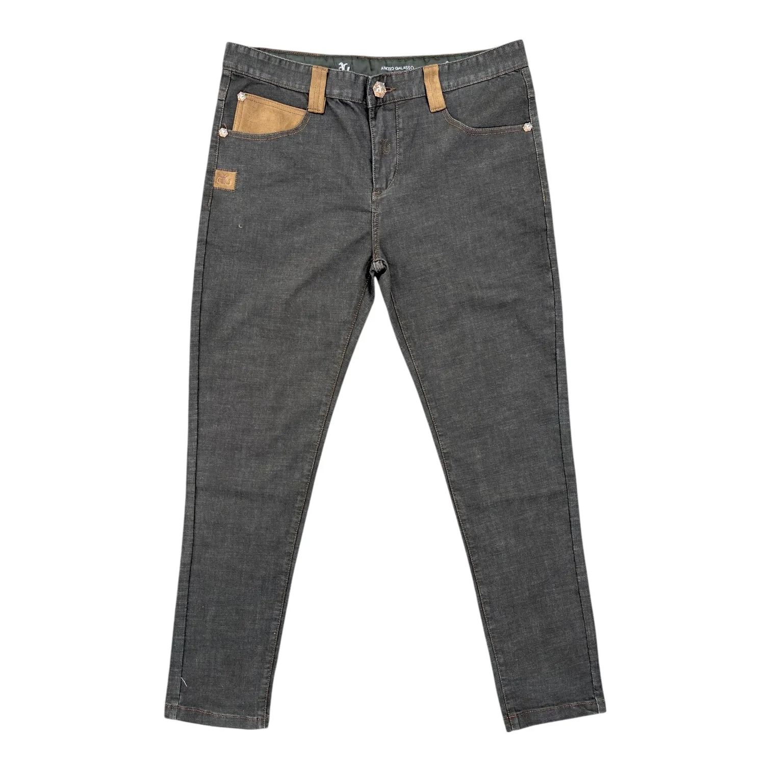 Charcoal Equestrian Tailored Denim Jeans - Angelo Galasso