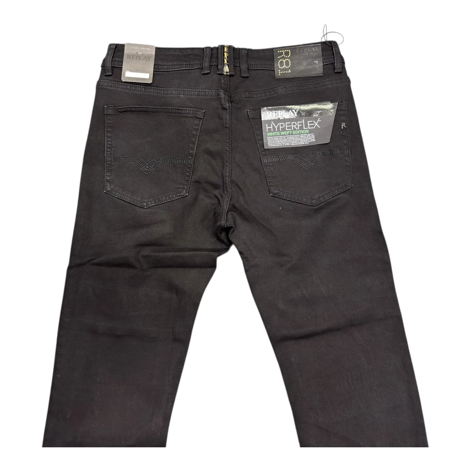Riot Onyx Hyperflex Denim Jeans - Replay - Hyperflex White Weft Edition