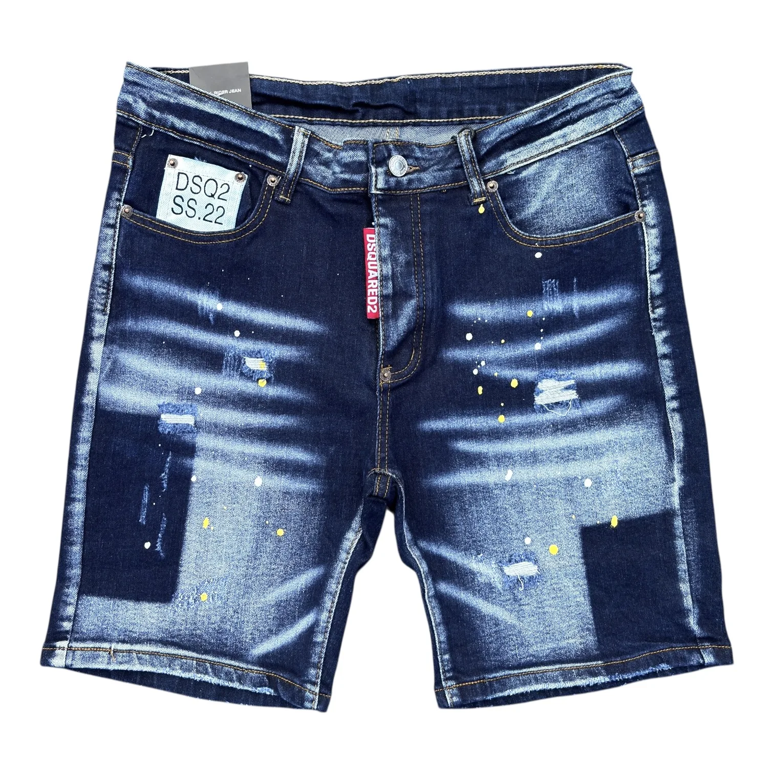 Indigo Splash Rider Denim Shorts - Dsquared2