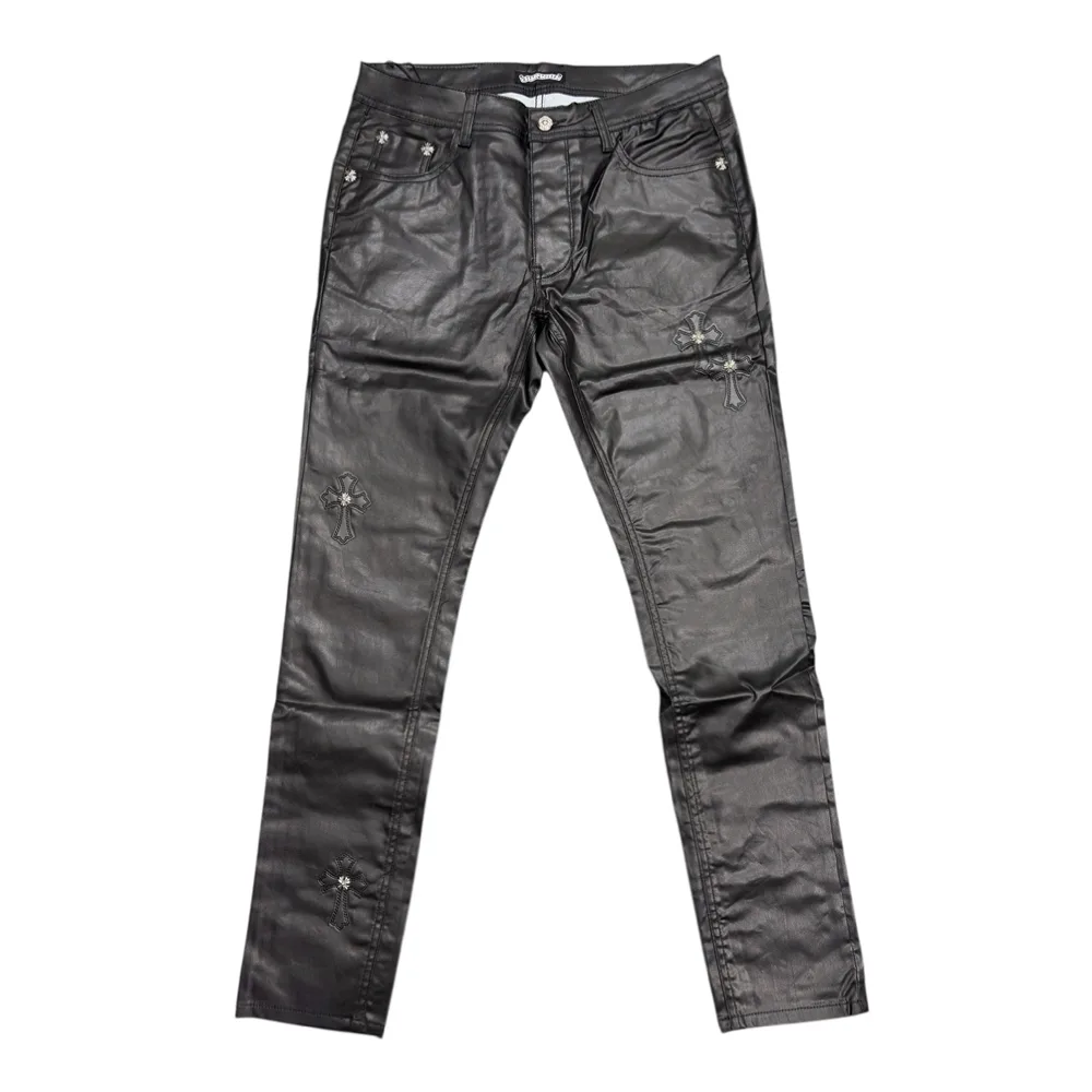 Gothic Crusade Slim-Fit Wax Denim Jeans - Chrome Hearts
