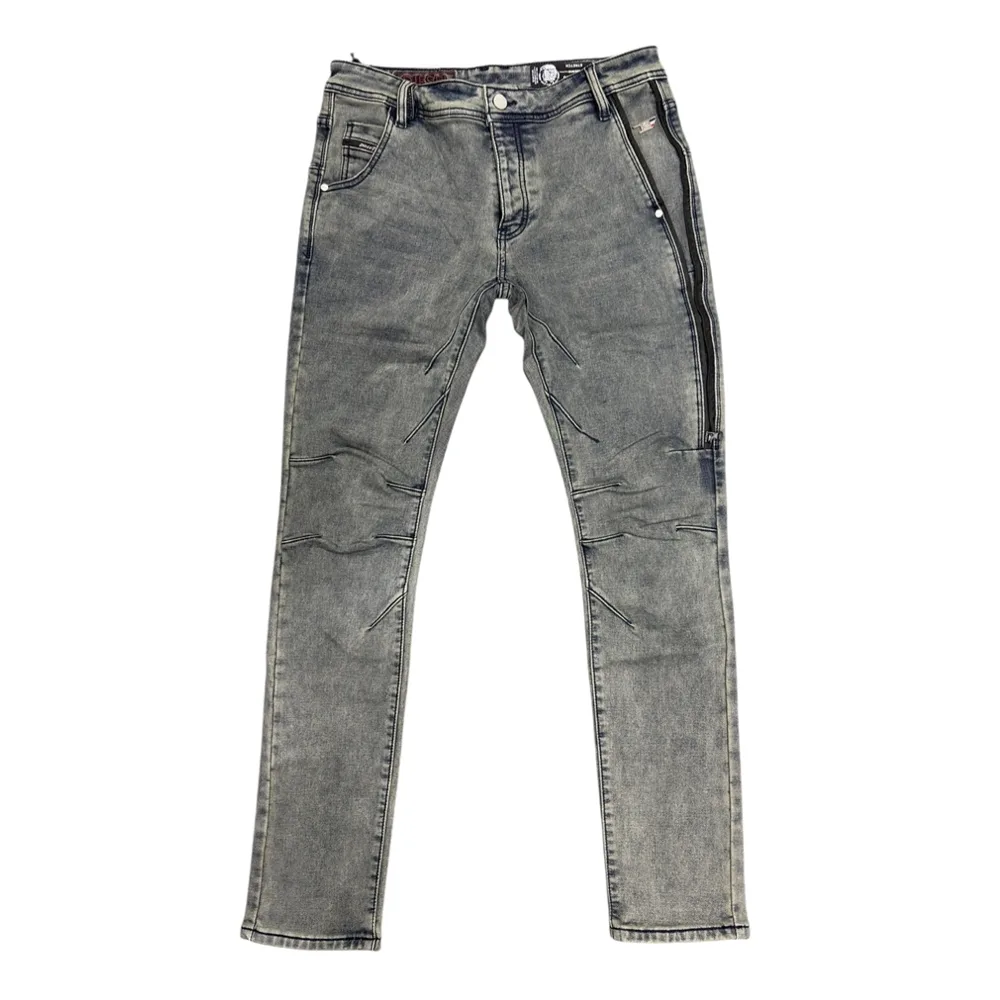 Glacier Zip Moto Slim Grey Denim Jeans - Diesel