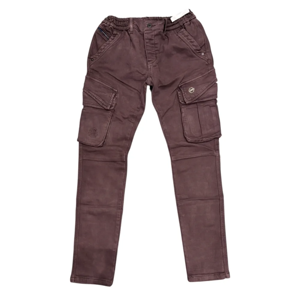 Crimson Ops Burgundy Cargo Slim Denim Jeans - Diesel