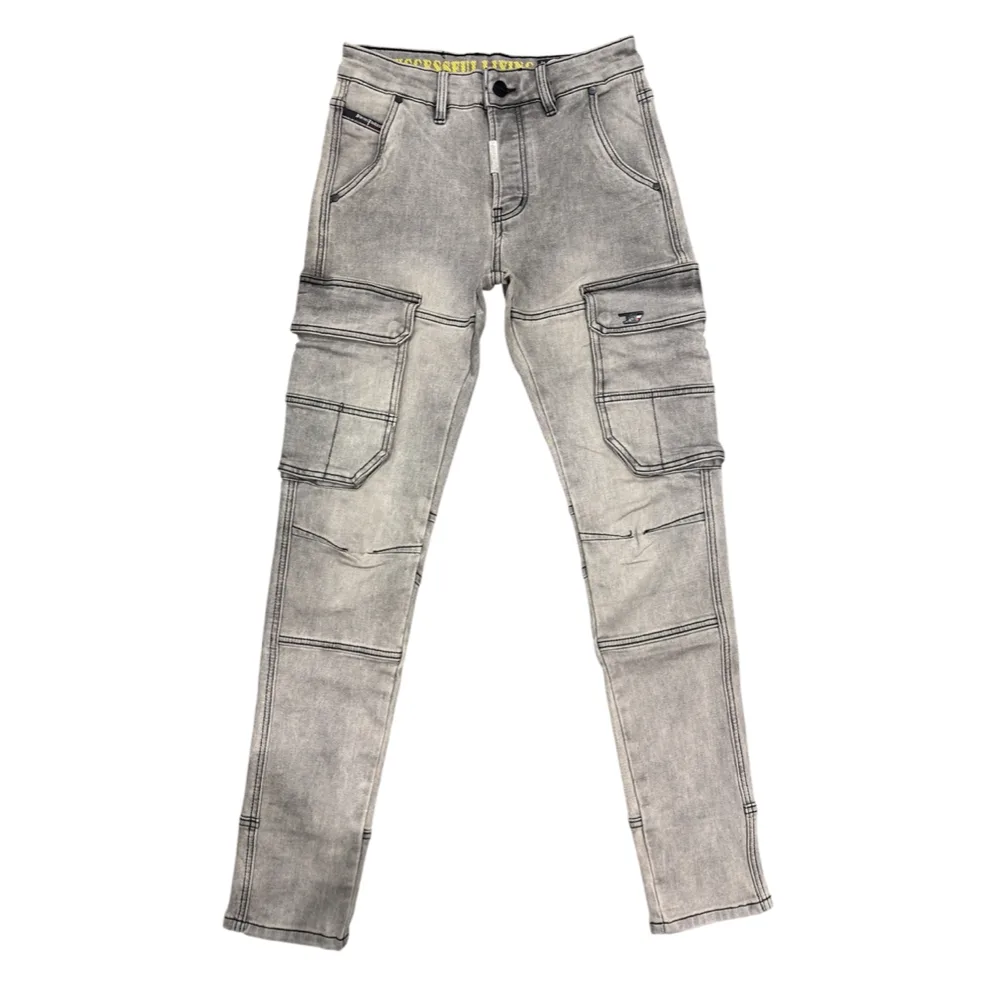 Acid Stack Grey Cargo Slim Denim Jeans - Diesel