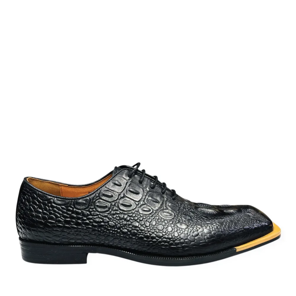 Black Croc Monarch Oxford Formal Shoes - DMax