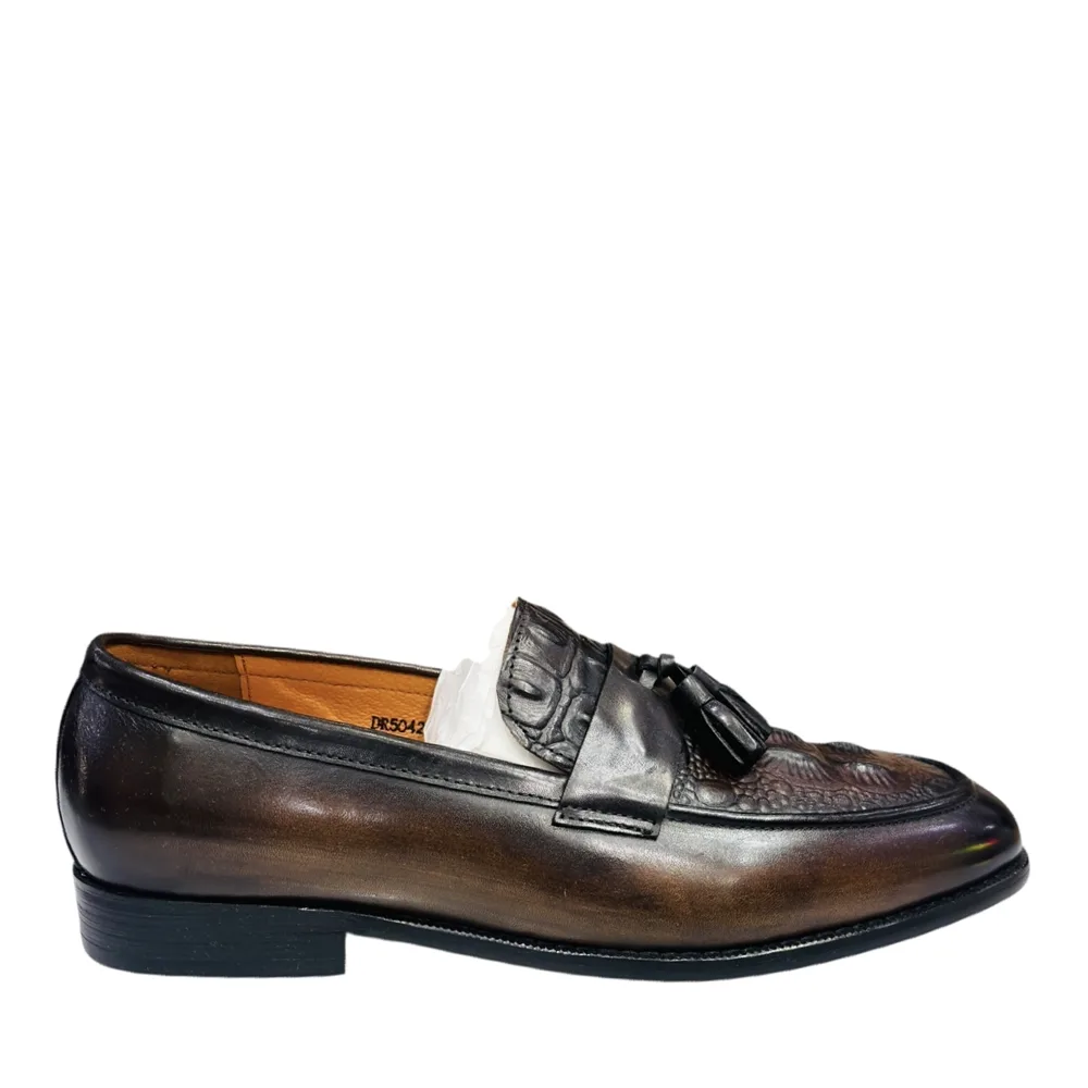 Antiqued Croc Tassel Loafer - DMax