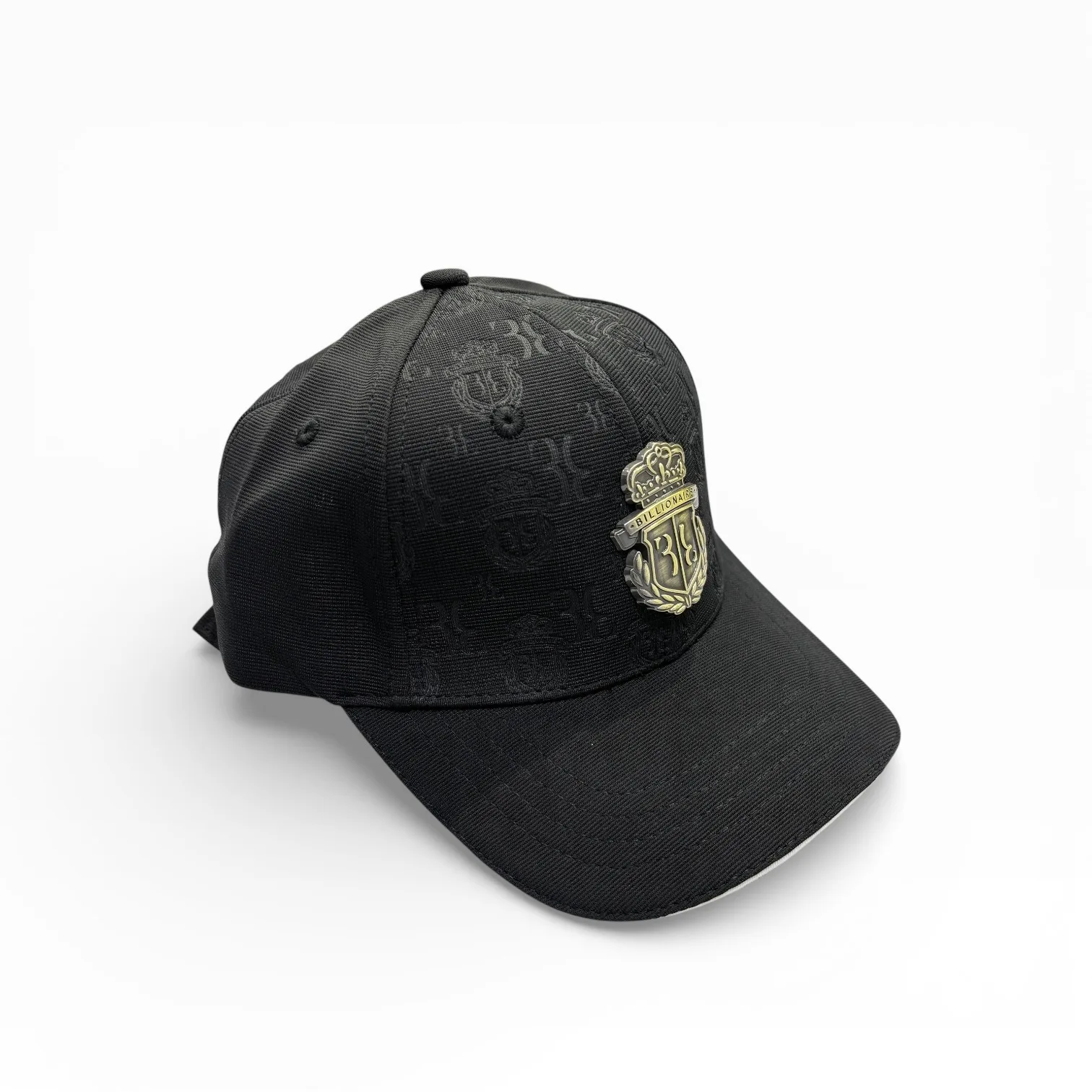 Obsidian Crown Monogram Black Baseball Cap by Billionaire
