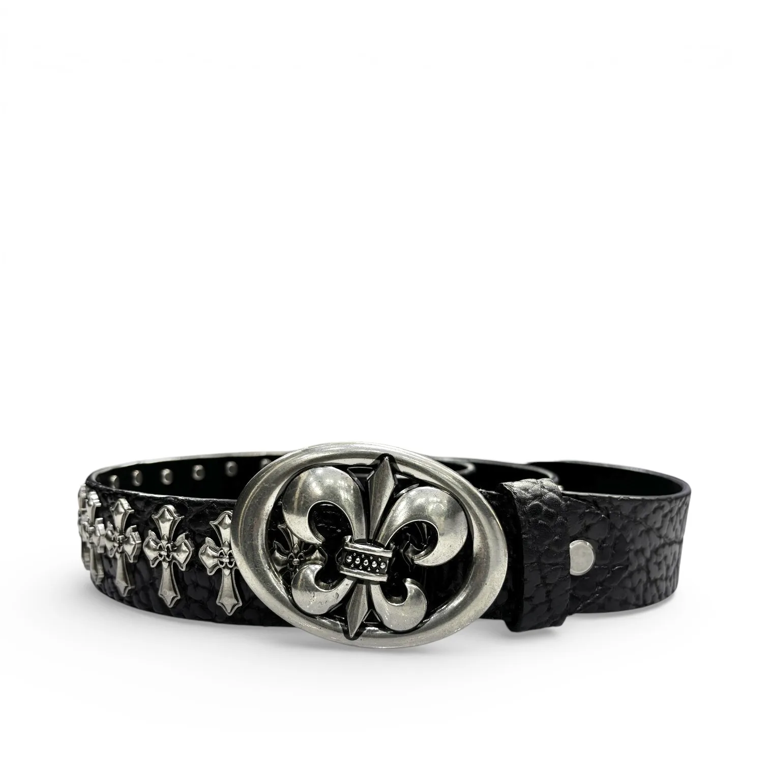 Sovereign Cross Black Leather Belt - Chrome Hearts