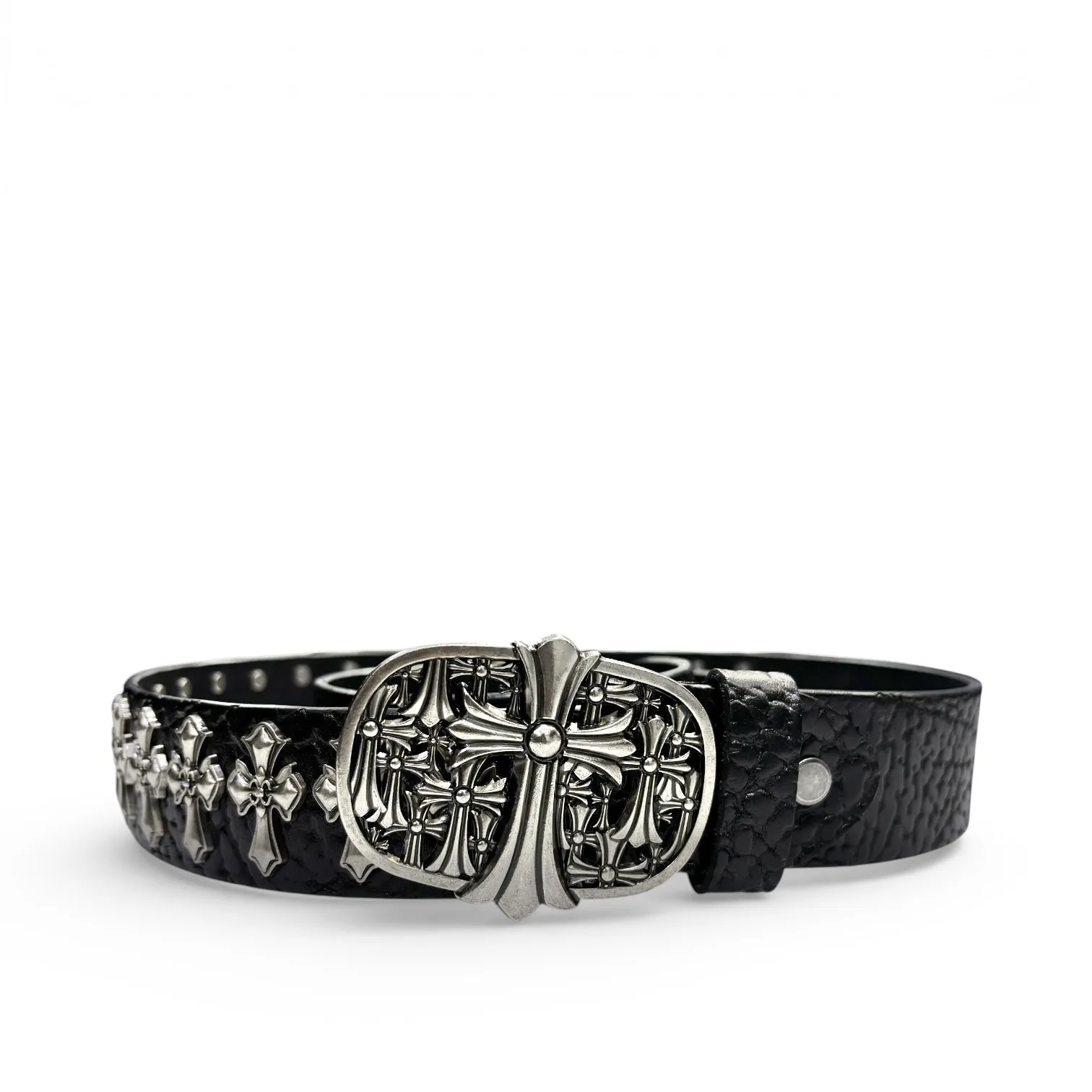 Iron Cathedral Black Leather Belt by Chrome Hearts