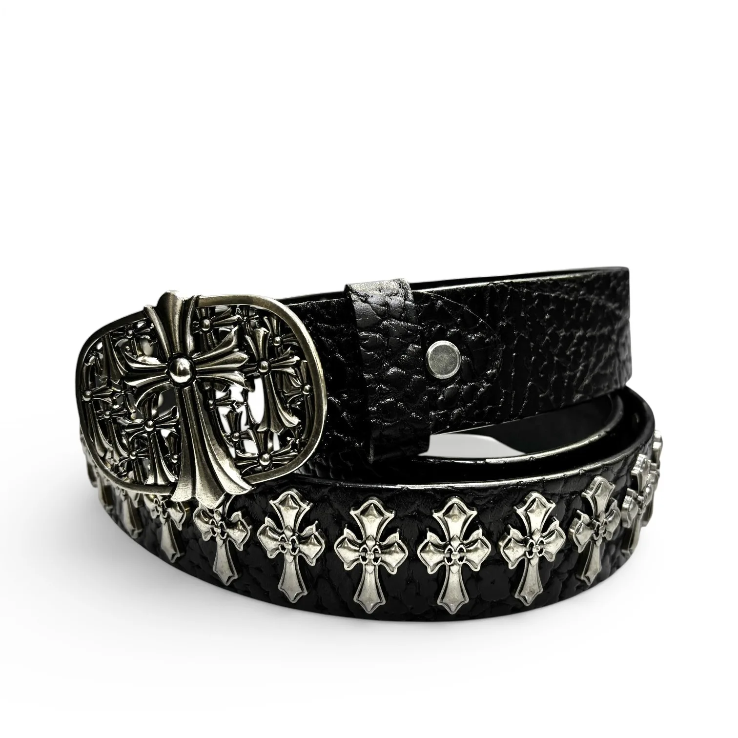 Iron Cathedral Black Leather Belt by Chrome Hearts