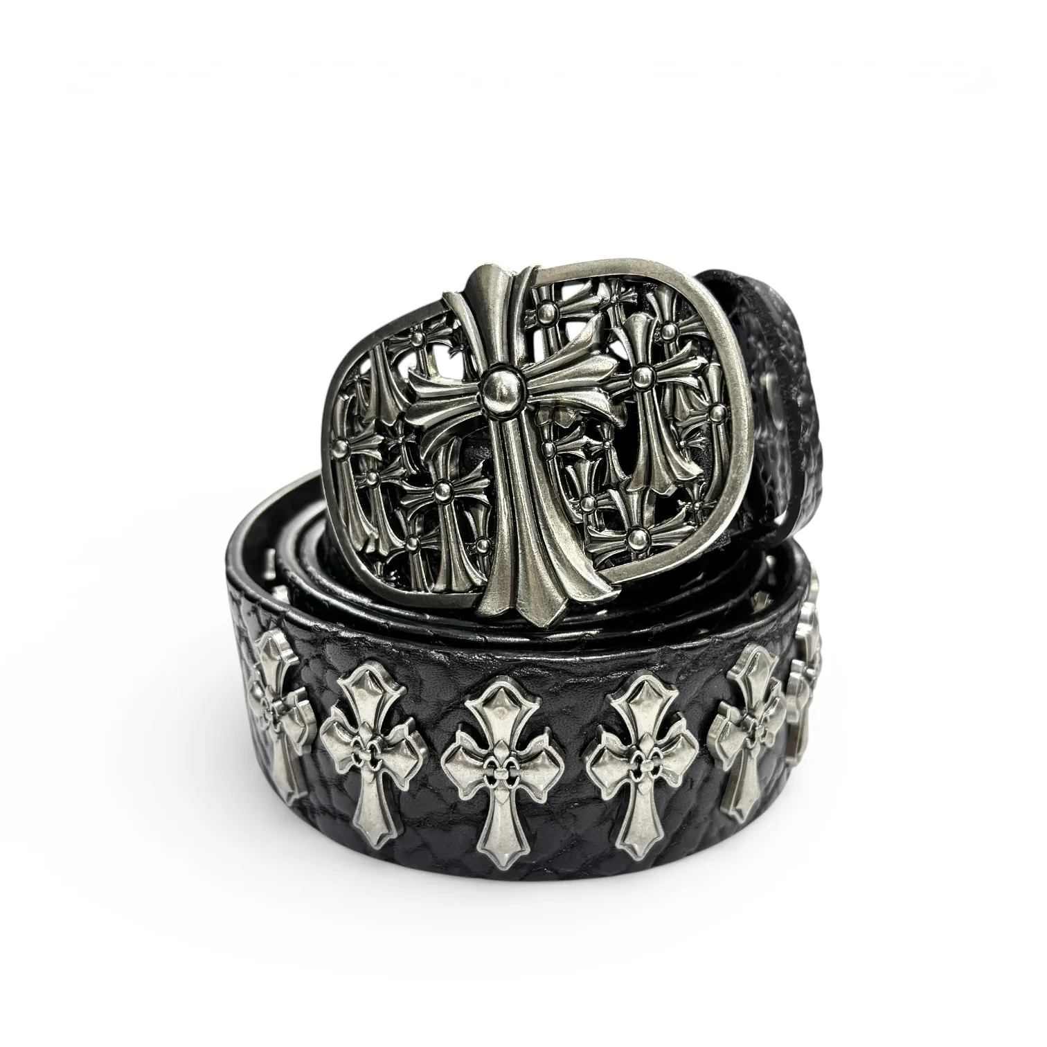 Iron Cathedral Black Leather Belt by Chrome Hearts