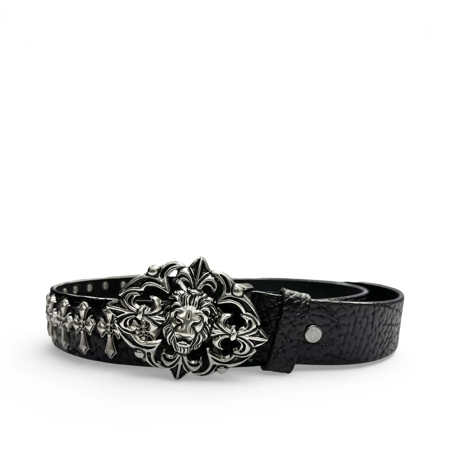 Lyonheart Creed Black Leather Belt by Chrome Hearts