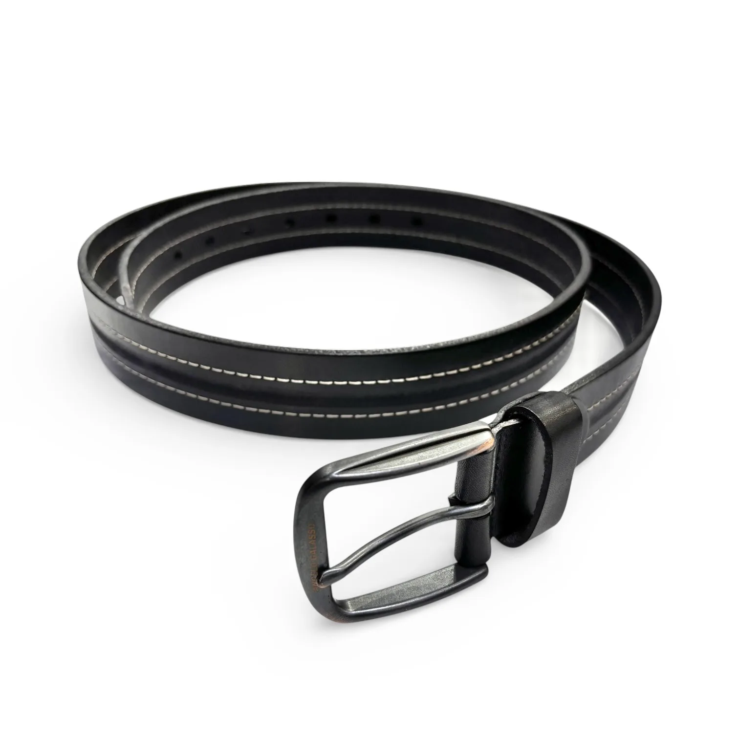 Meridian Slate Black Leather Belt - Angelo Galasso