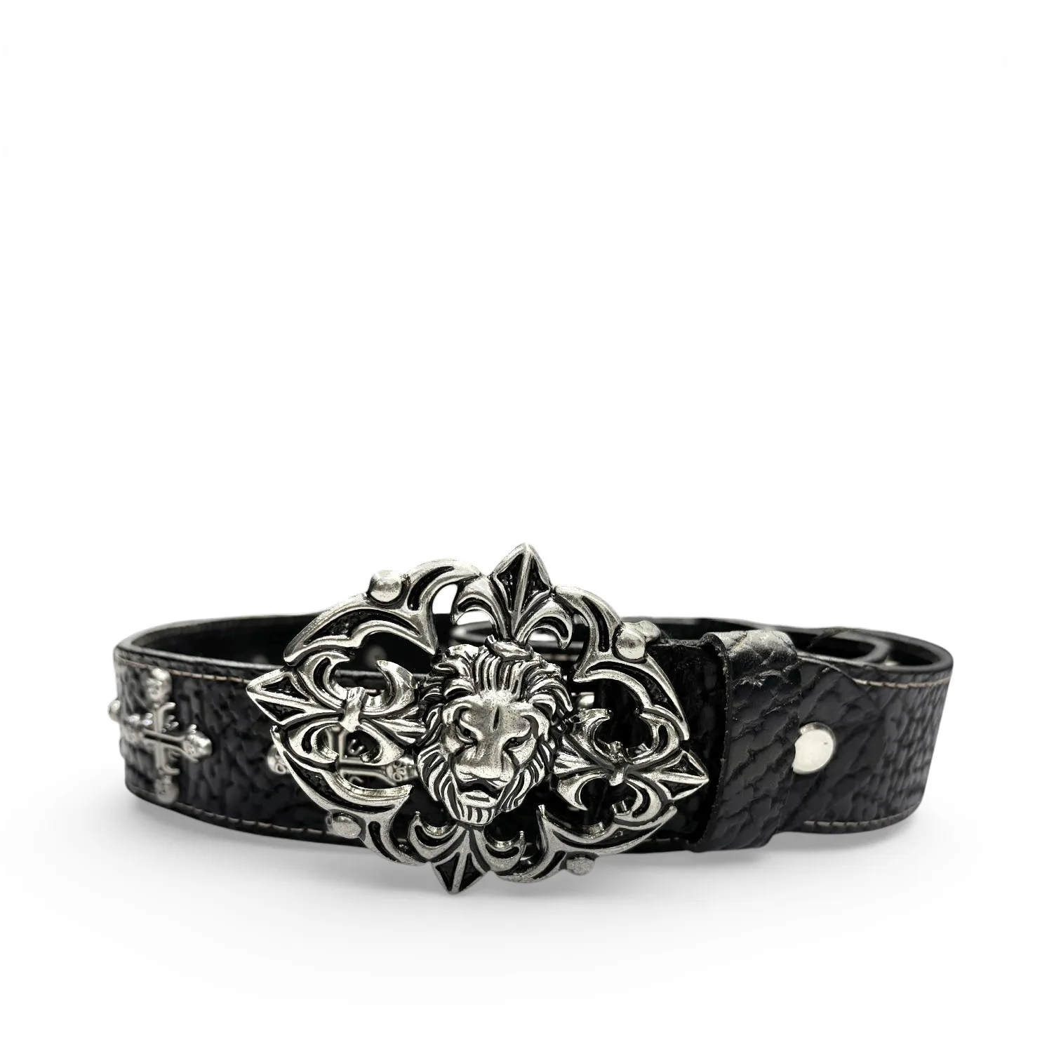 Monarch Misrule Black Leather Belt by Chrome Hearts