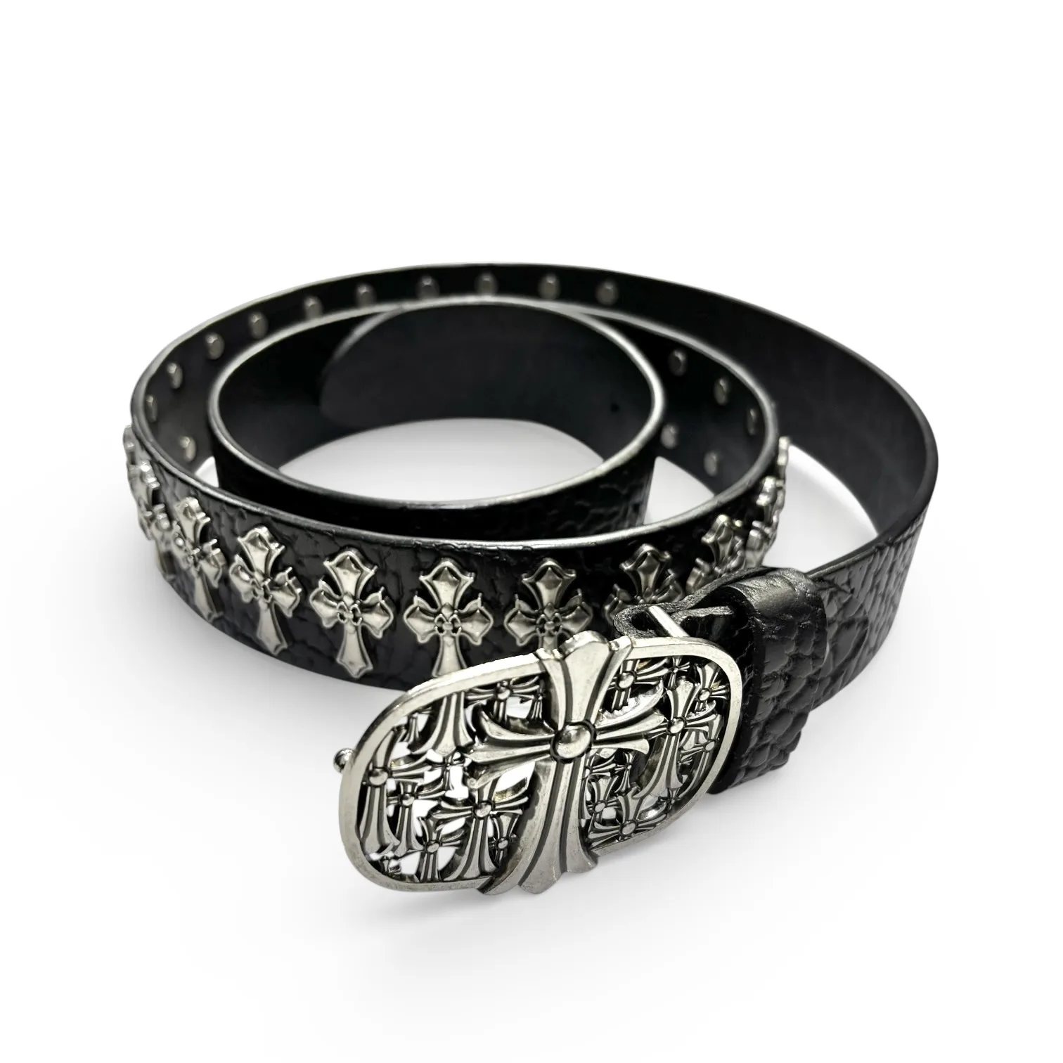 Iron Cathedral Black Leather Belt by Chrome Hearts