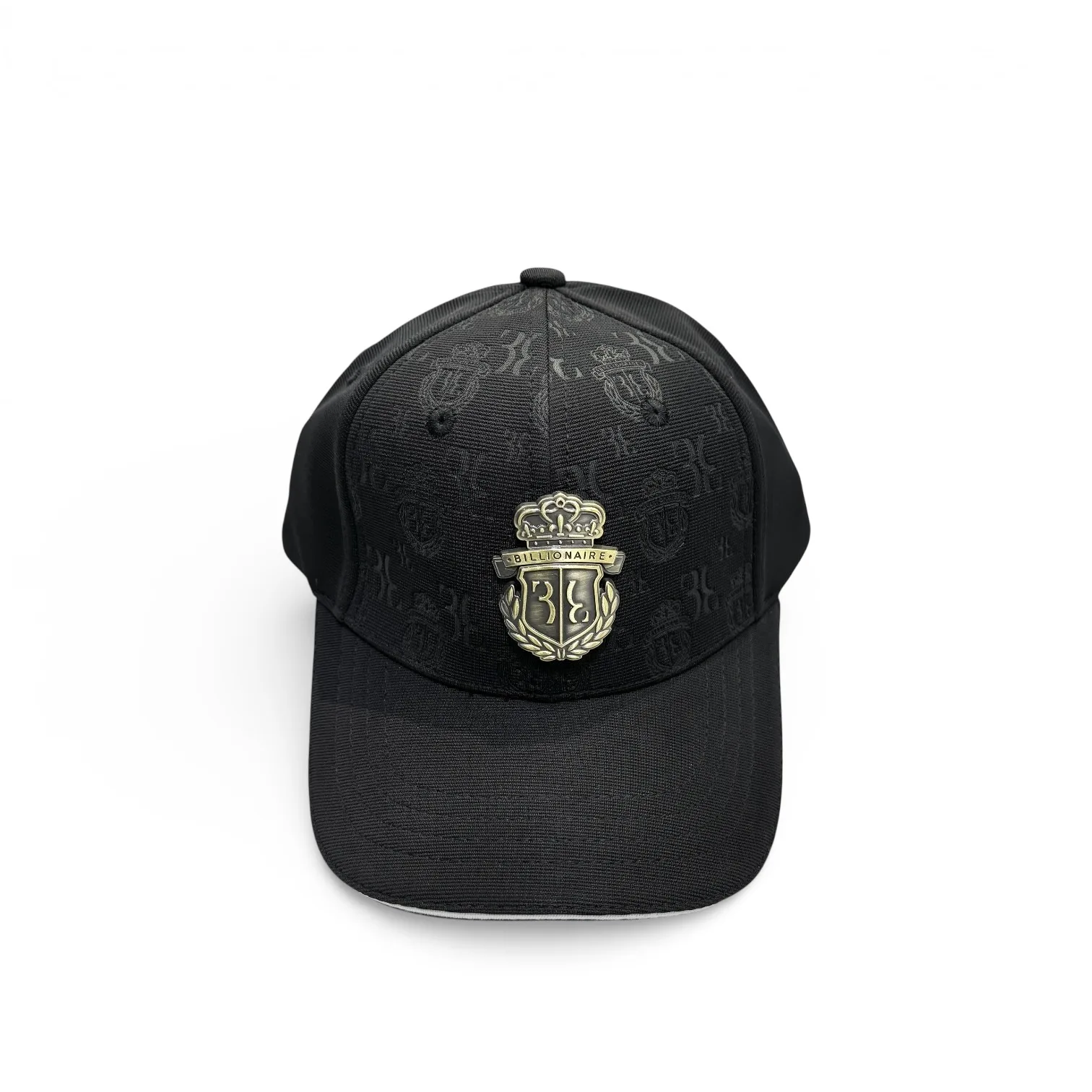 Obsidian Crown Monogram Black Baseball Cap by Billionaire