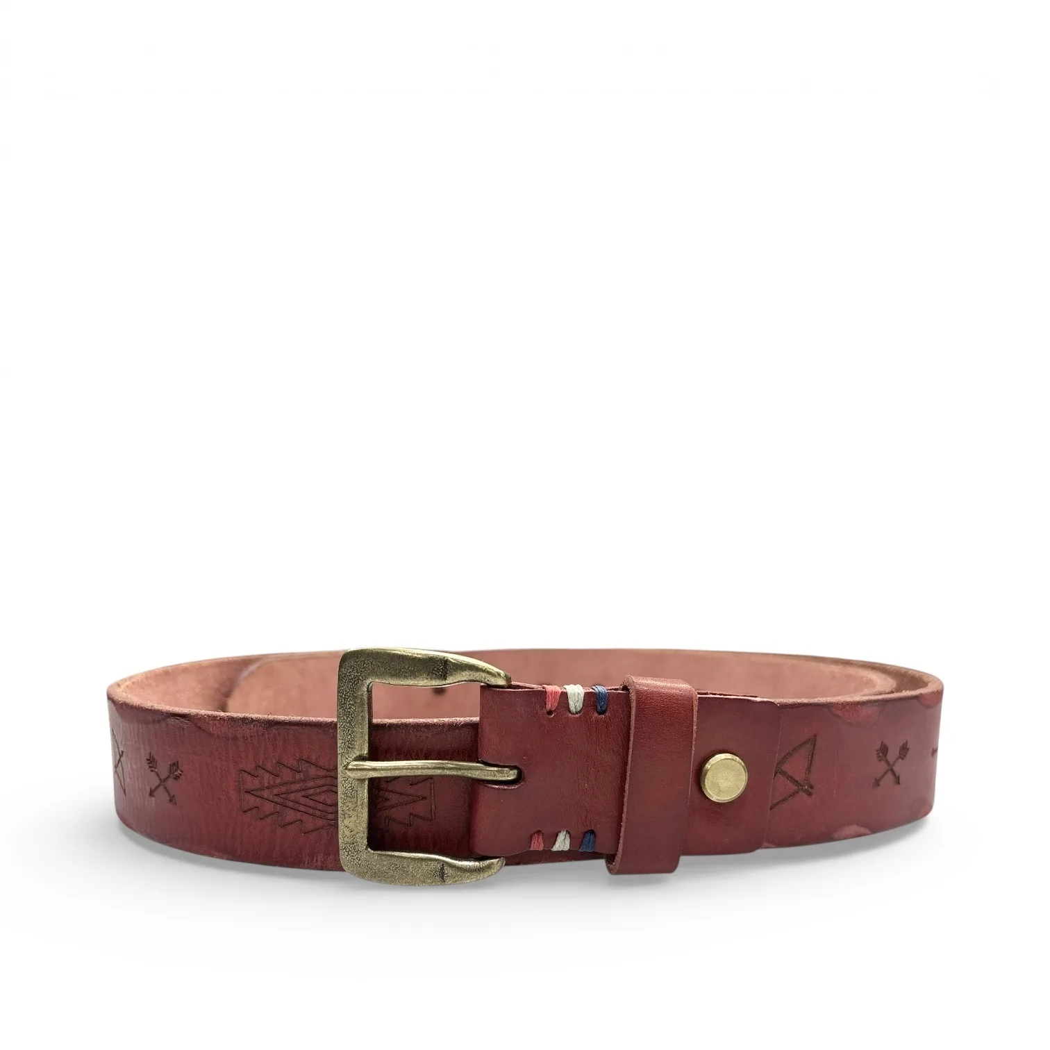 Karl Canyon Russet Red Leather Belt - Karl Lagerfeld